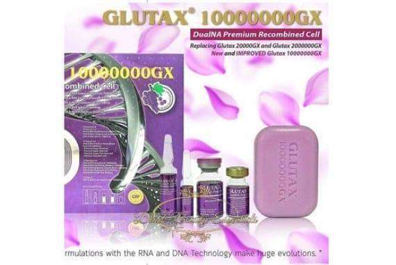 Glutax 10000000GX DualNA Premium Recombined Cell 10 Sessions and 2 soaps 100g each Skin Whitening Injection