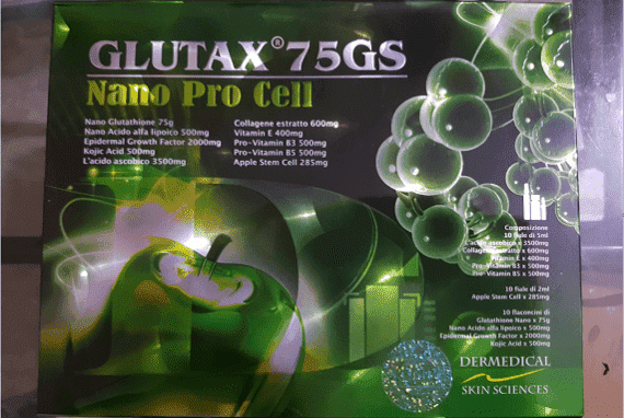 Glutax 75GS Nano Pro Cell Skin Whitening Glutathione 10 Sessions Injection