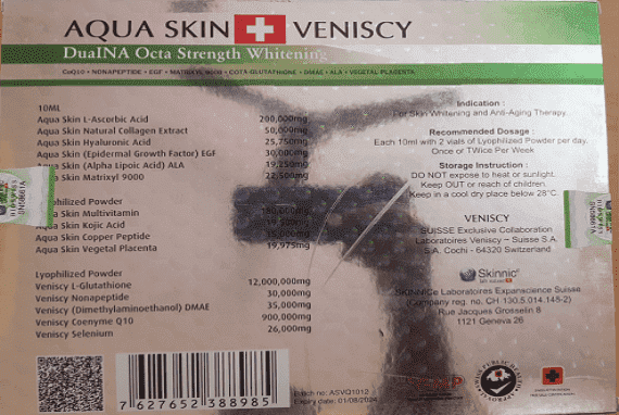 Aqua Skin Veniscy 12 DualNA Octa Strength Skin Whitening 10 Sessions Injection