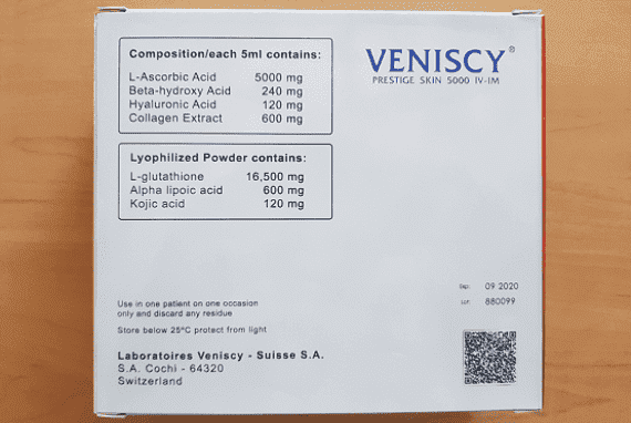 Veniscy Prestige Skin 5000 EGF Glutathione Skin Whitening 12 Sessions Injection