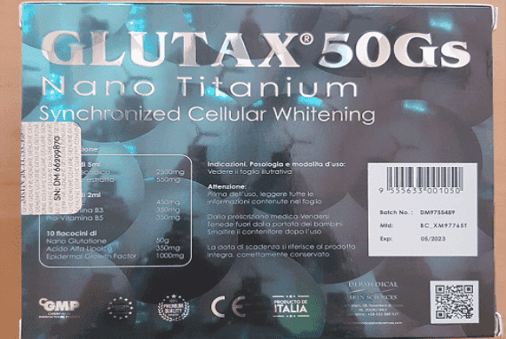 GLUTAX 50GS Nano Titanium Synchronized Cellular 10 Sessions Glutathione Skin Whitening Injection