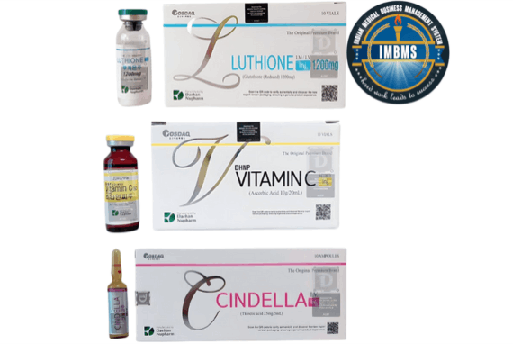 Cindella Luthione Vitamin C 1200mg Skin Whitening 10 Sessions Full Set Injection