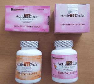 active white l glutathione skin whitening night cream capsules vitamin c and soap combo